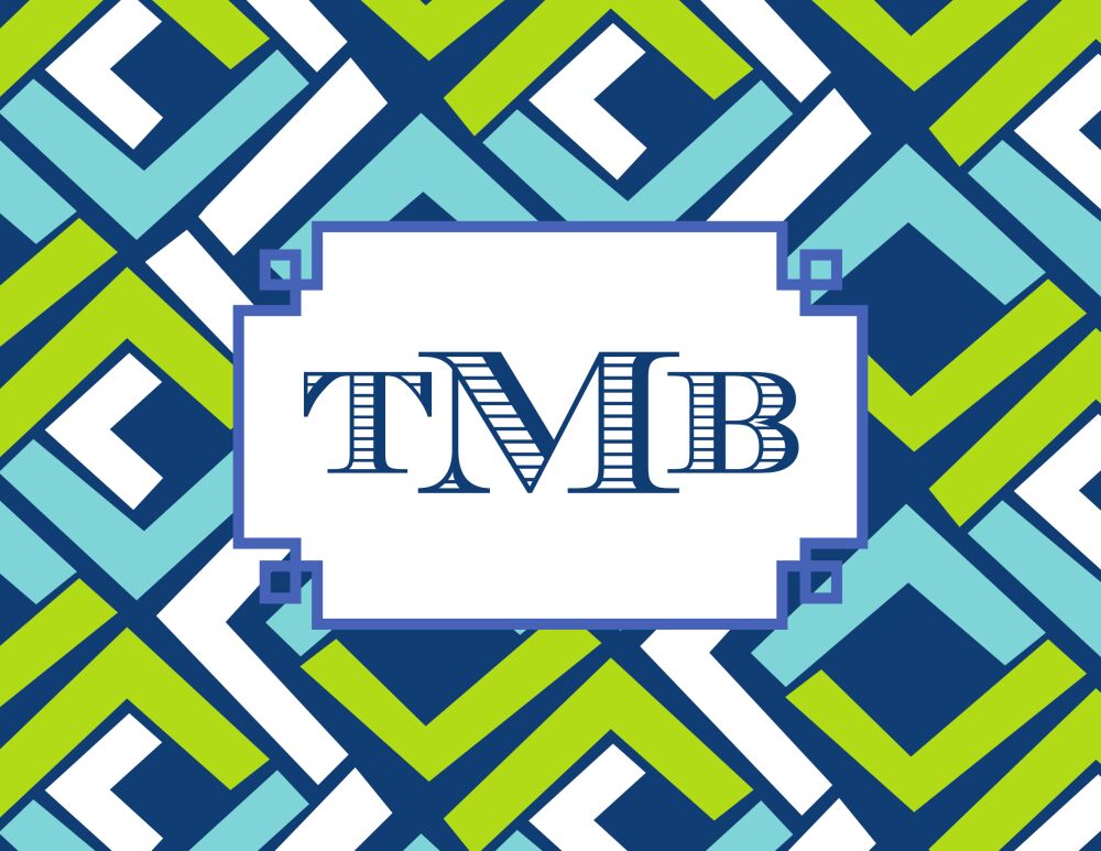 Deco Diamond Blue Folded Note