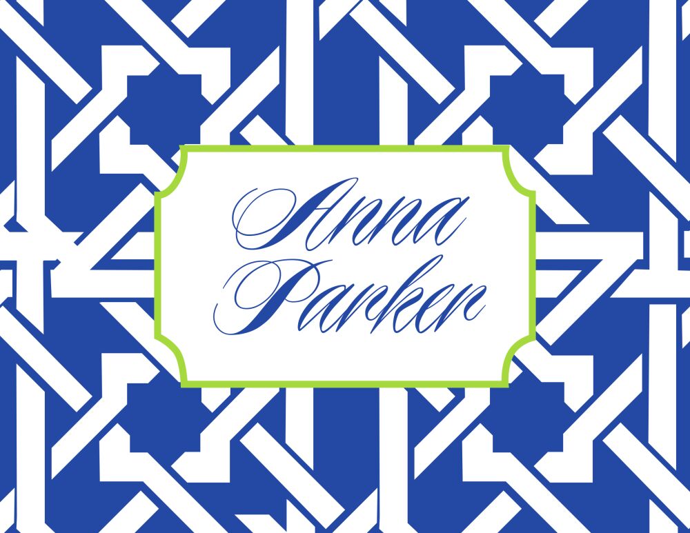 Basketweave Blue Folded Note