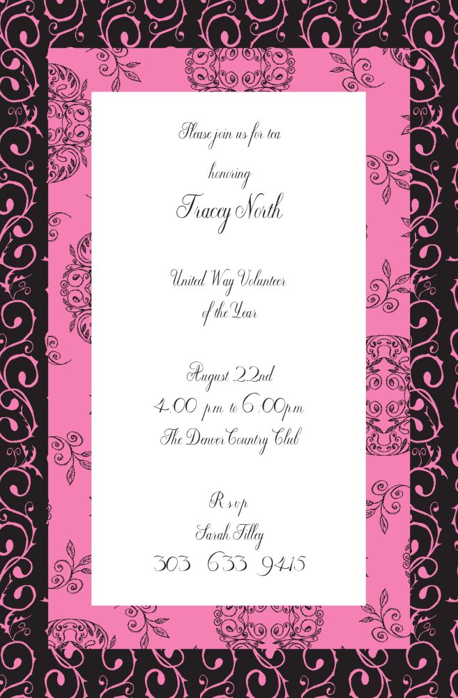 Vintage Black & Pink Invitation