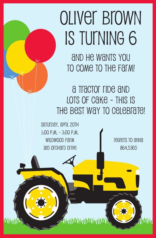 Farm Tractor Invitation