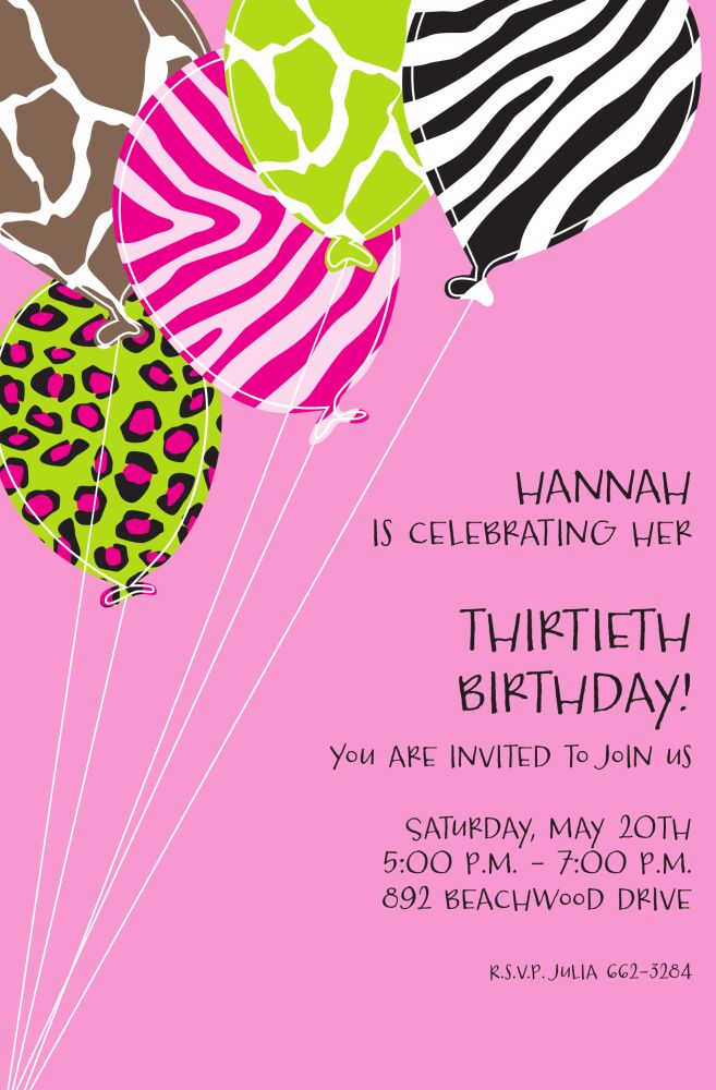 Wild Balloons Invitation