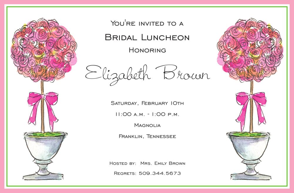 Pink Topiaries Invitation