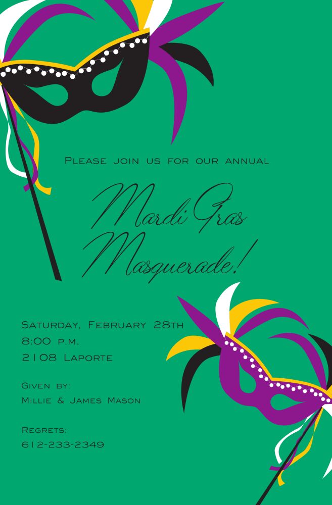 Masks Mardi Gras Invitation