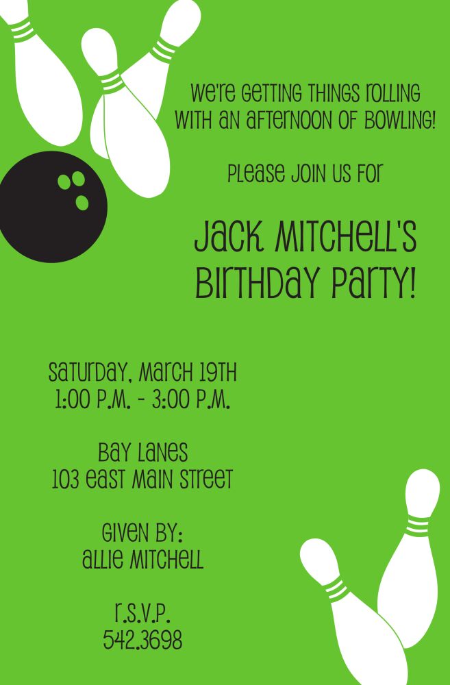 Bowling Corners Invitation