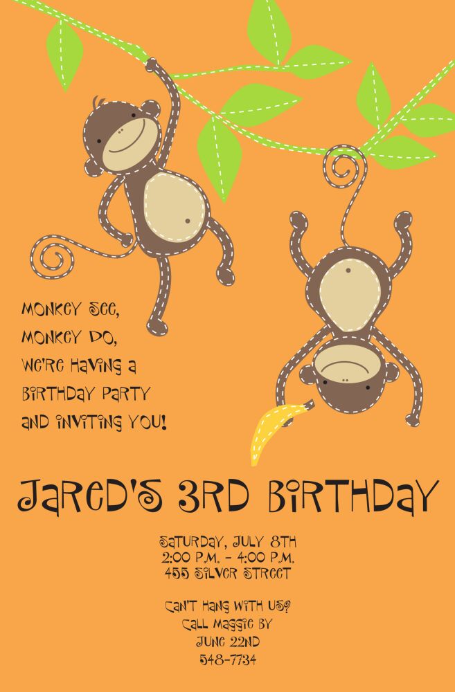 Stitched Monkeys Invitation