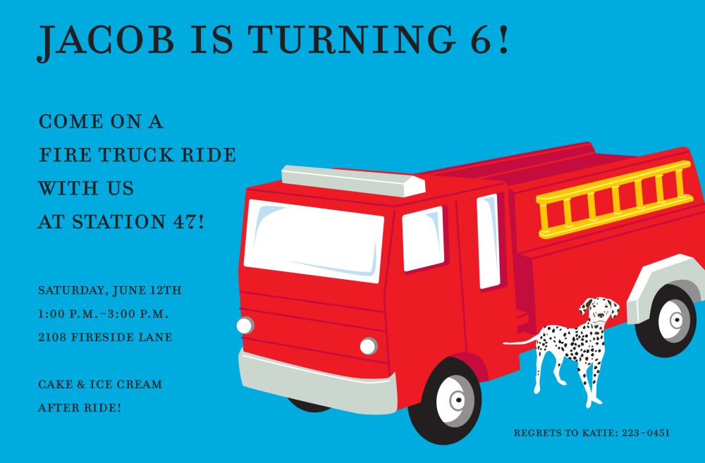 Fire Truck Invitation