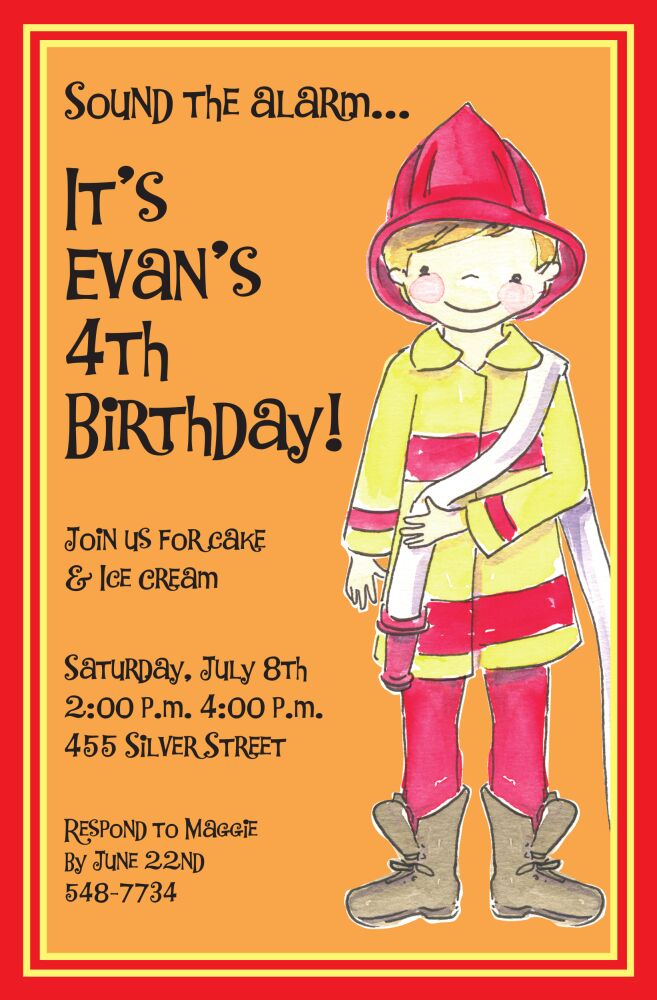 Fireman Boy Invitation