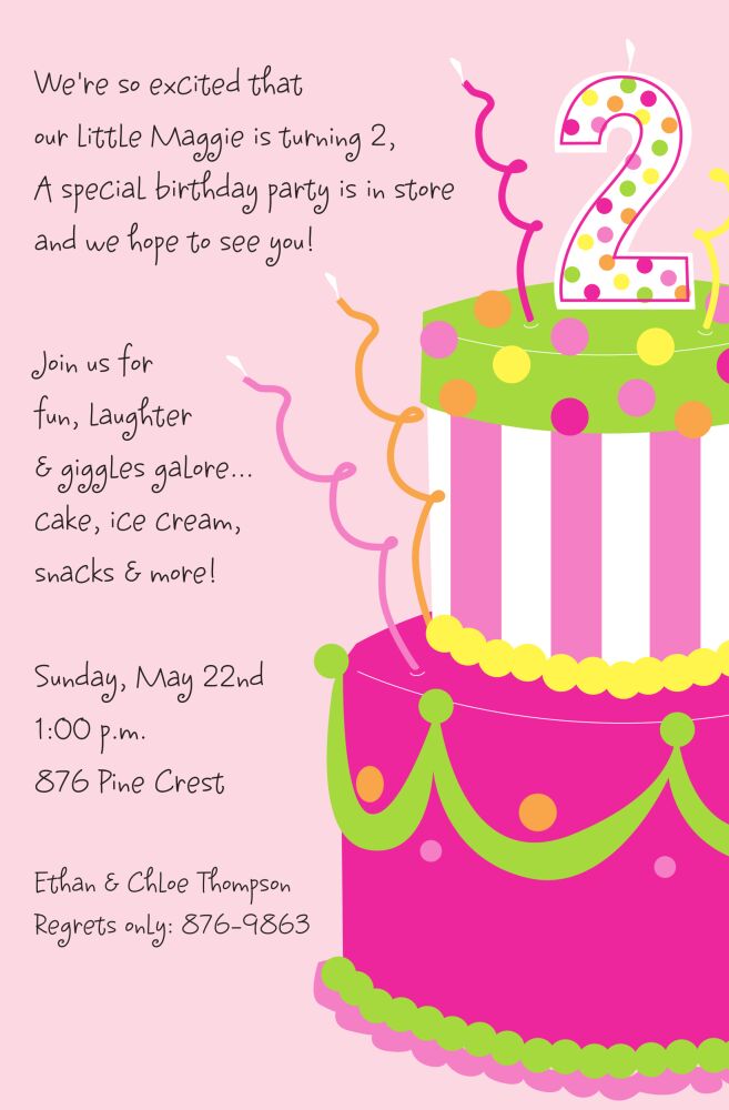 Girl 2 Cake Invitation