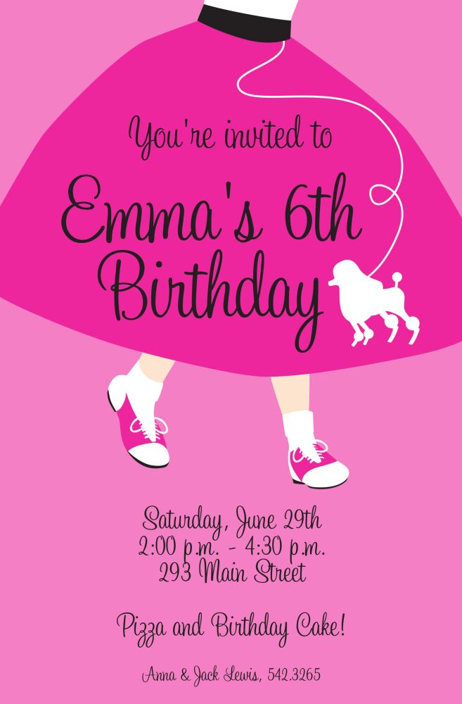Poodle Skirt Invitation
