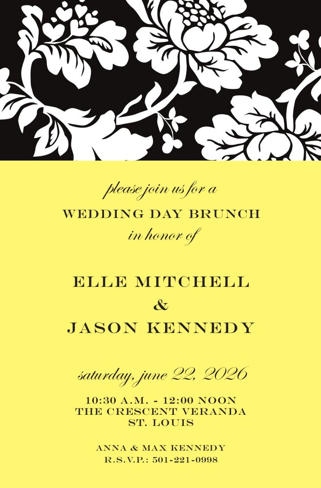 Flora Black Invitation