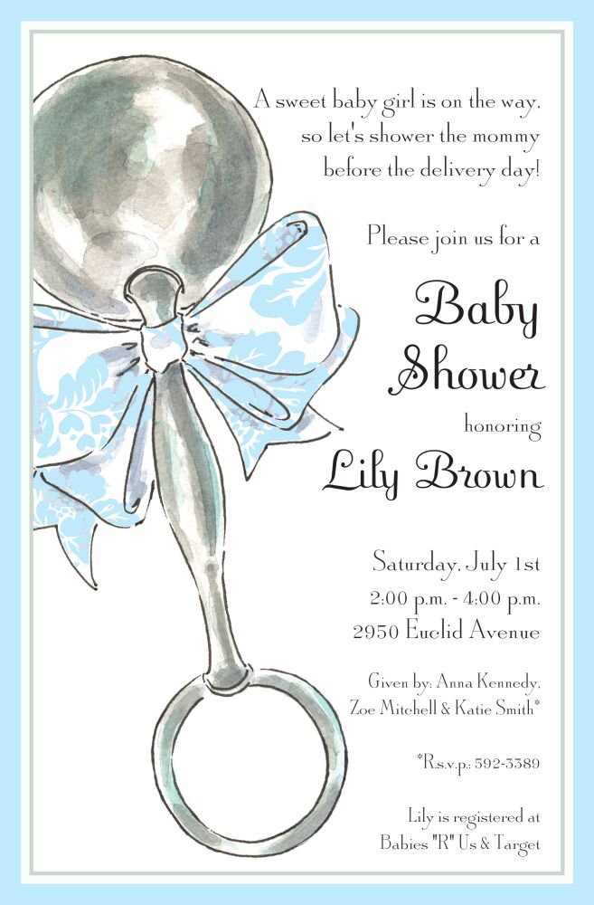 Classic Rattle Blue Invitation