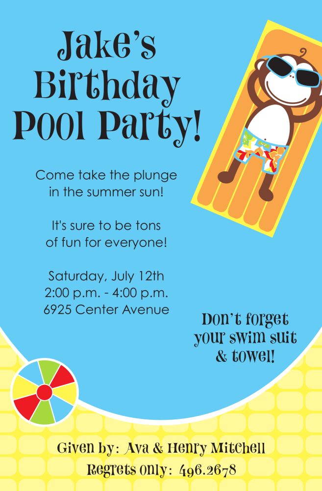 Monkey Pool Invitation
