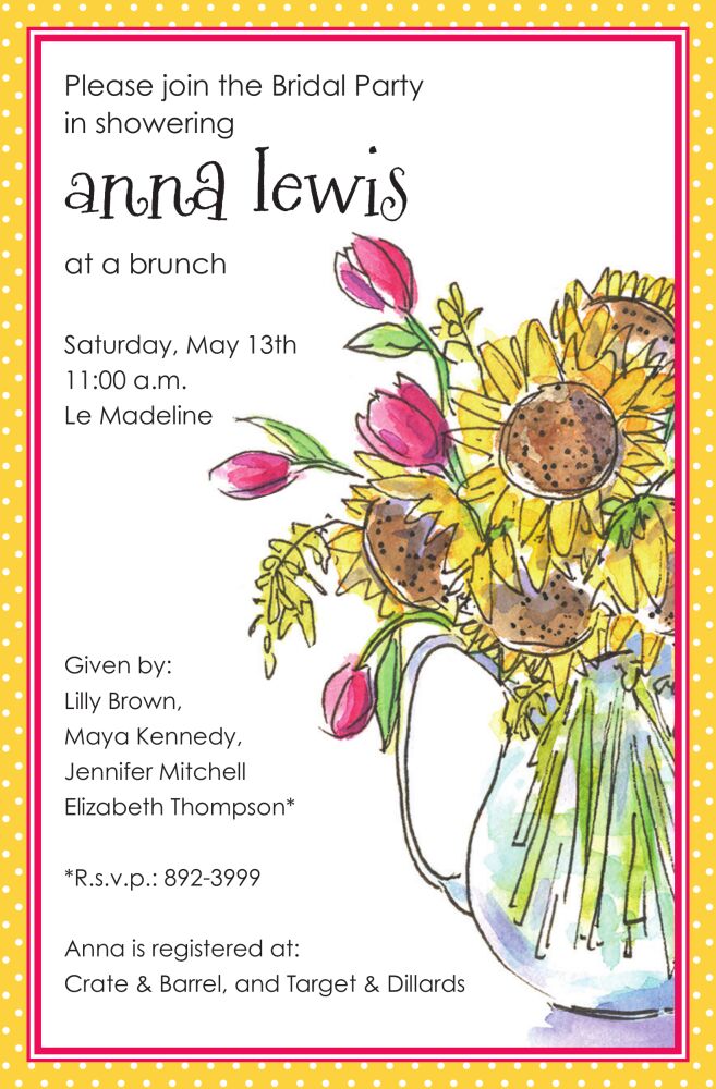 Sunflower Pitcher Invitation