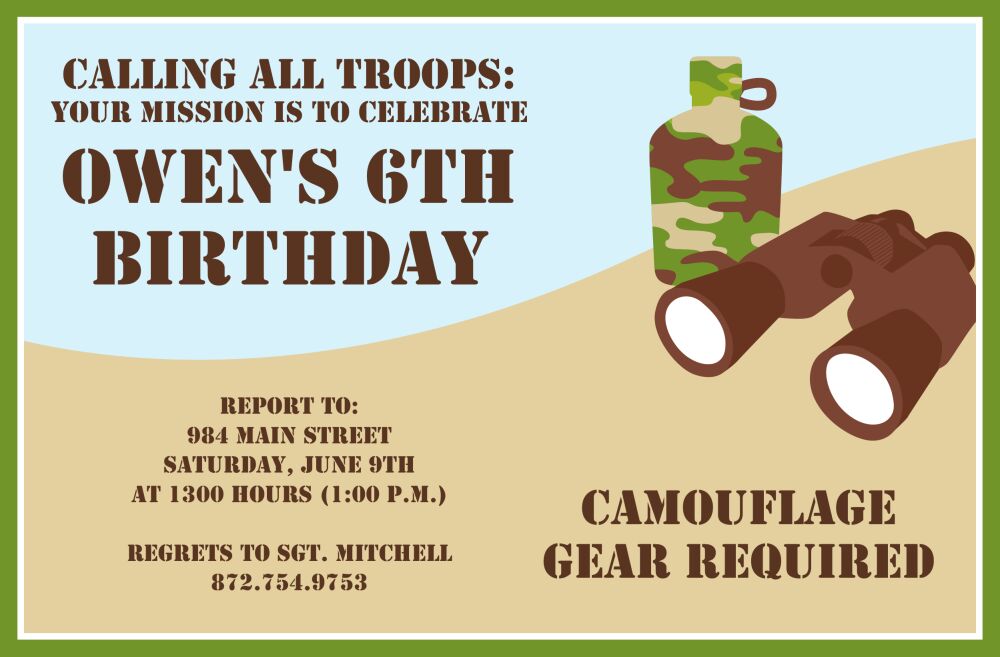 Camo Spy Invitation