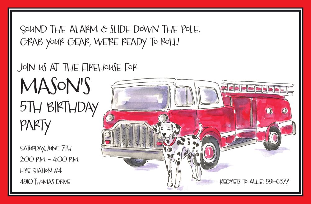 Firetruck Invitation