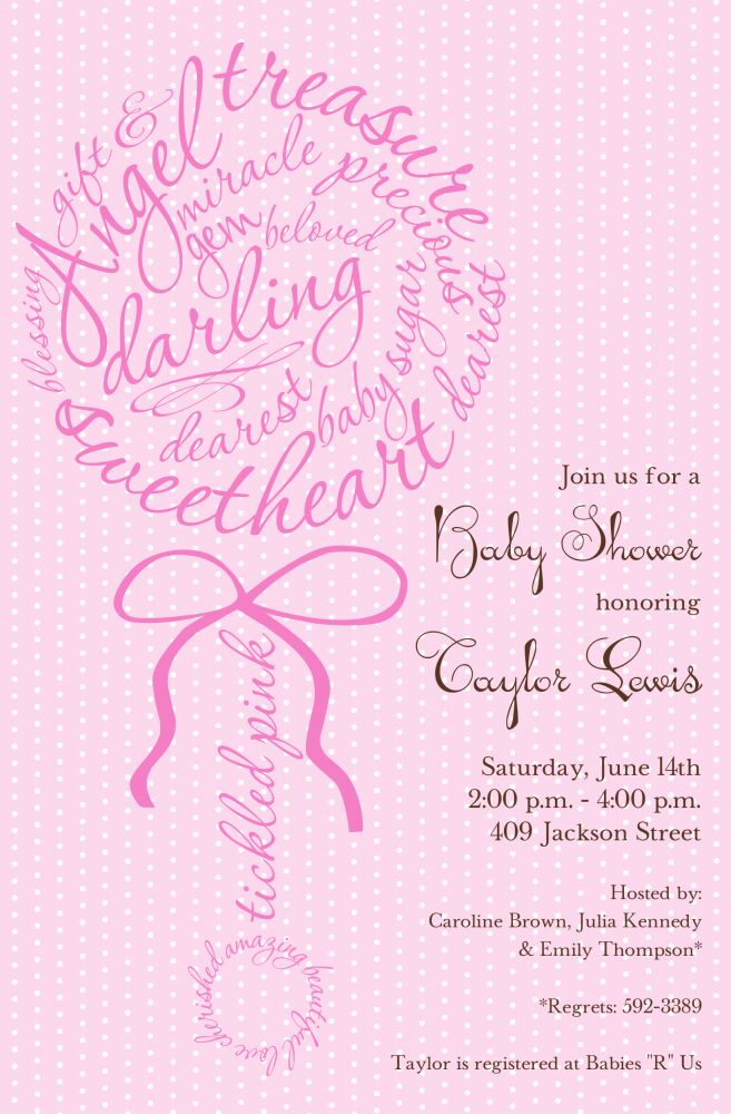 Rattle Script Pink Invitation