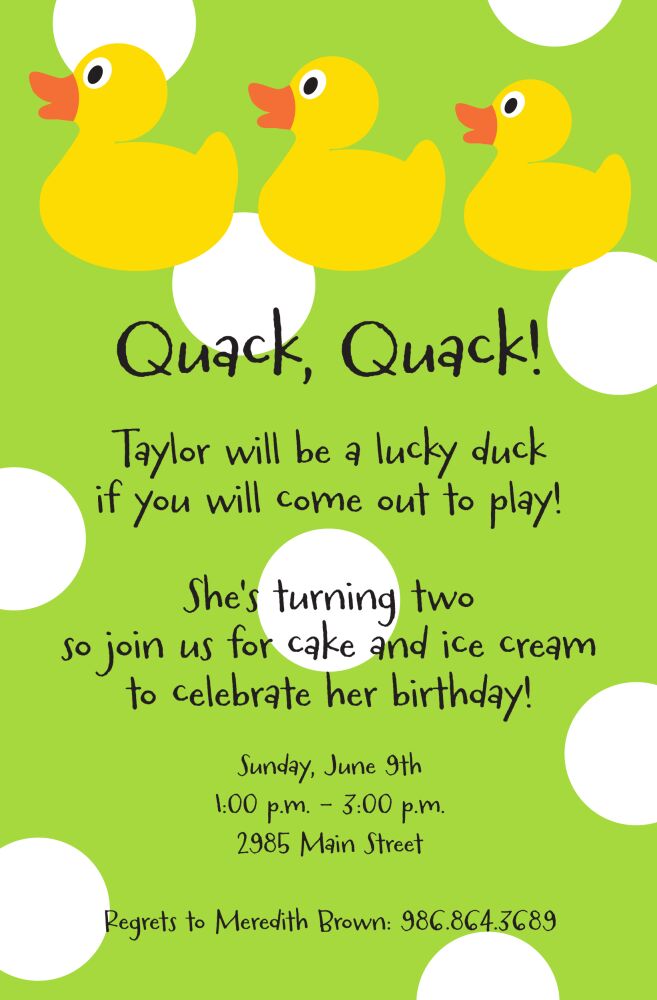 Ducky Dots Invitation