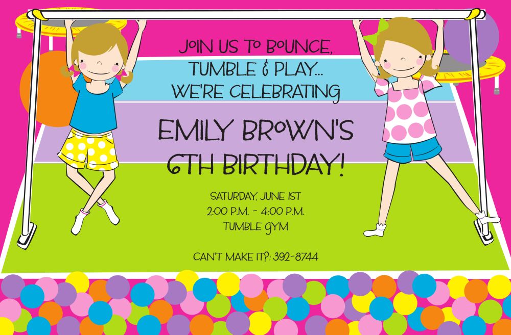 Girl Tumble Invitation