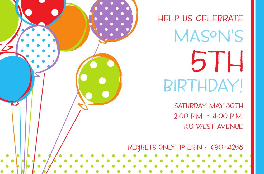 Bright Balloons Invitation