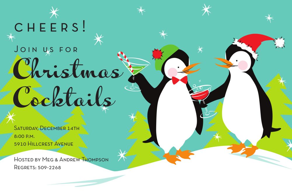 Festive Penguins Invitation