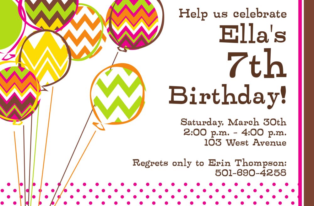 Chevron Balloons Invitation