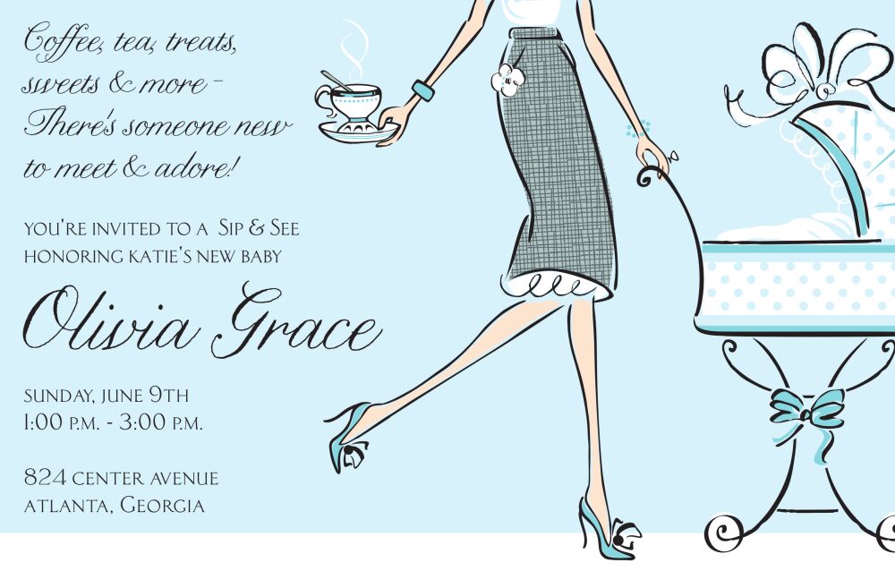 Tea Mom Blue Invitation