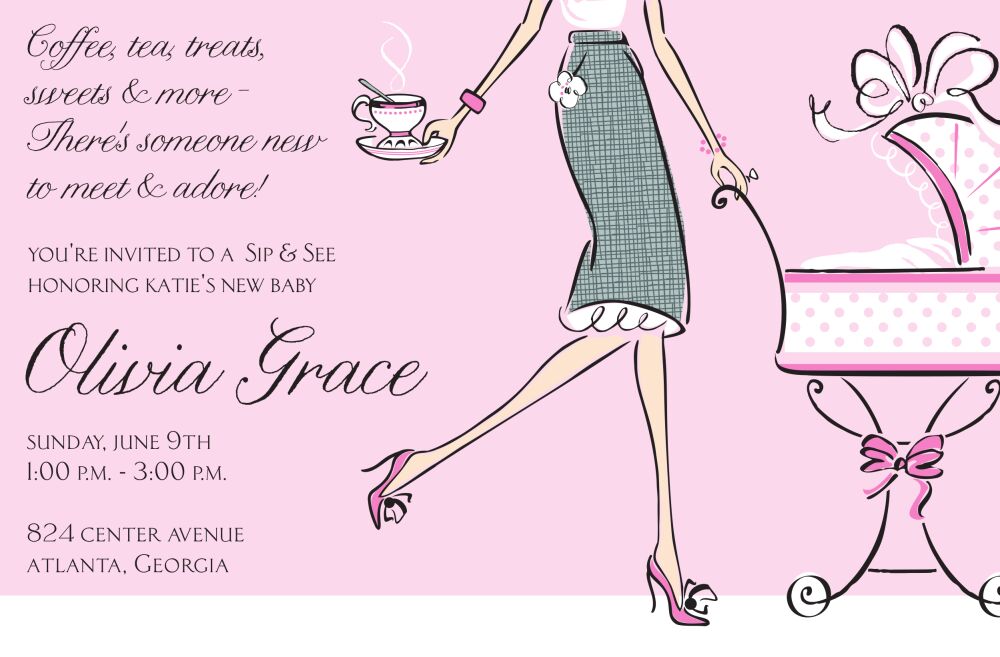 Tea Mom Pink Invitation
