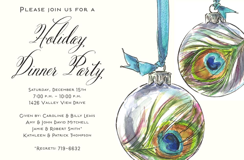 Peacock Baubles Invitation