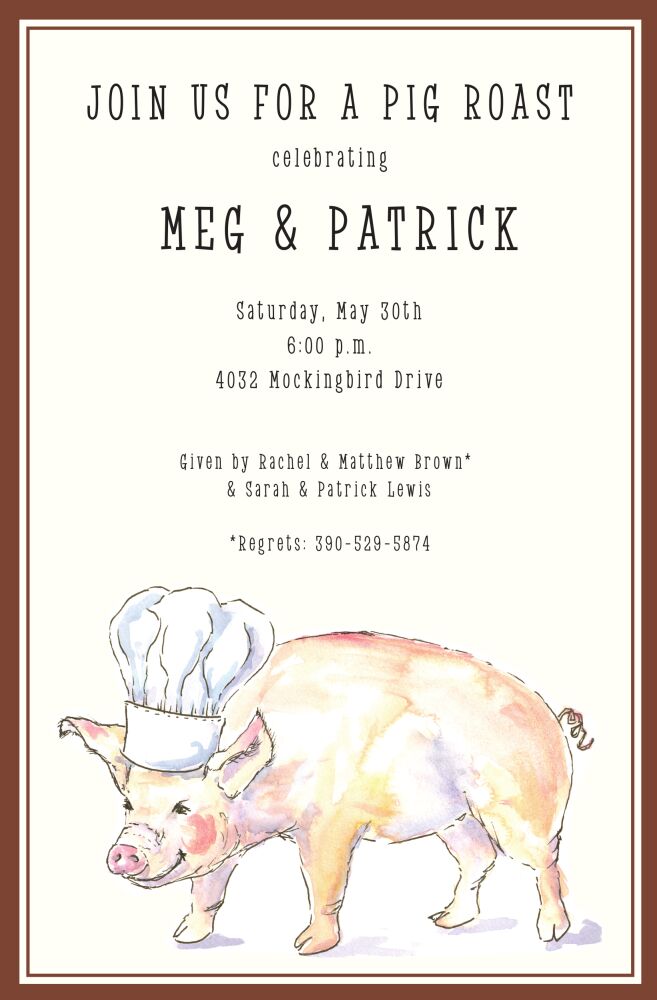 Chef Pig Invitation