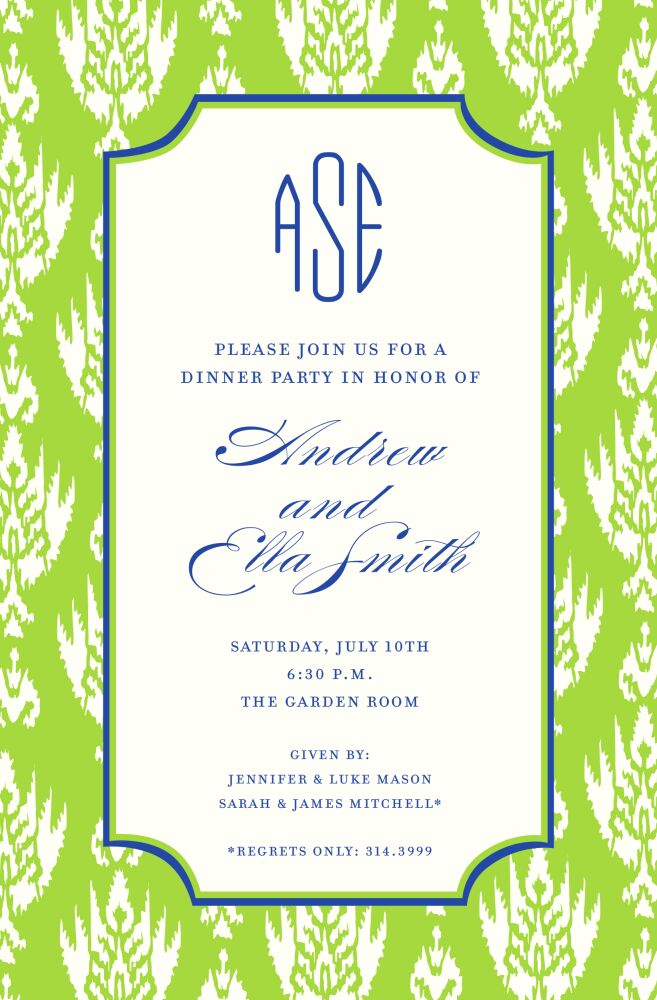 Avocado Ikat Invitation