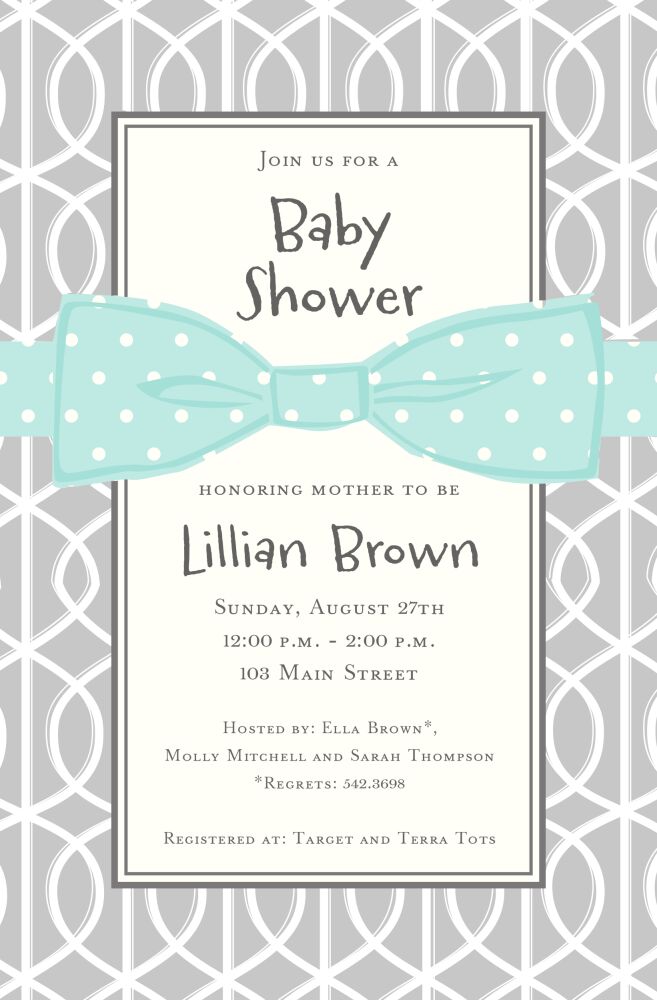 Blue Bow Invitation