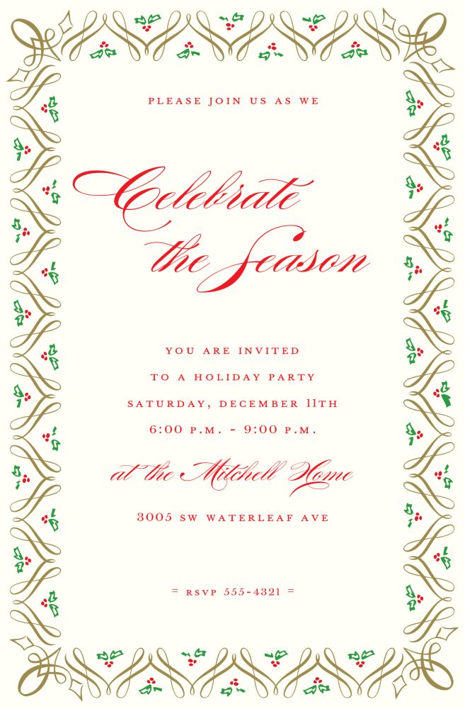 Holly Elegance Invitation