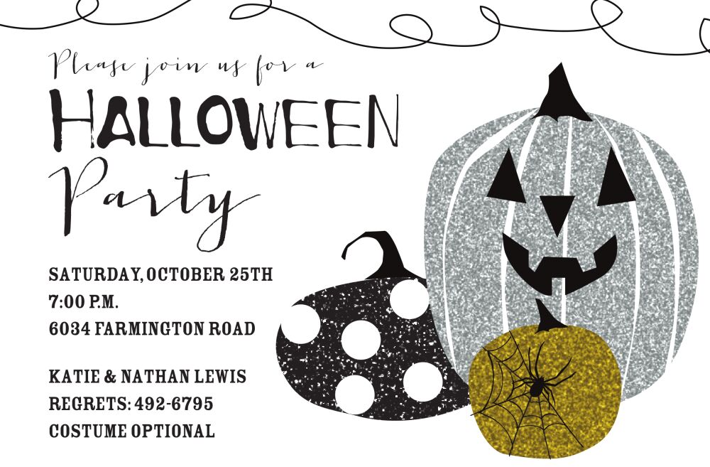 Glitter Pumpkins Invitation