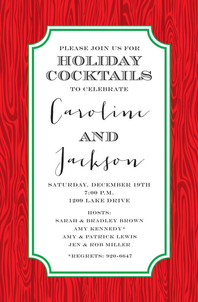 Holiday Wood Grain Invitation