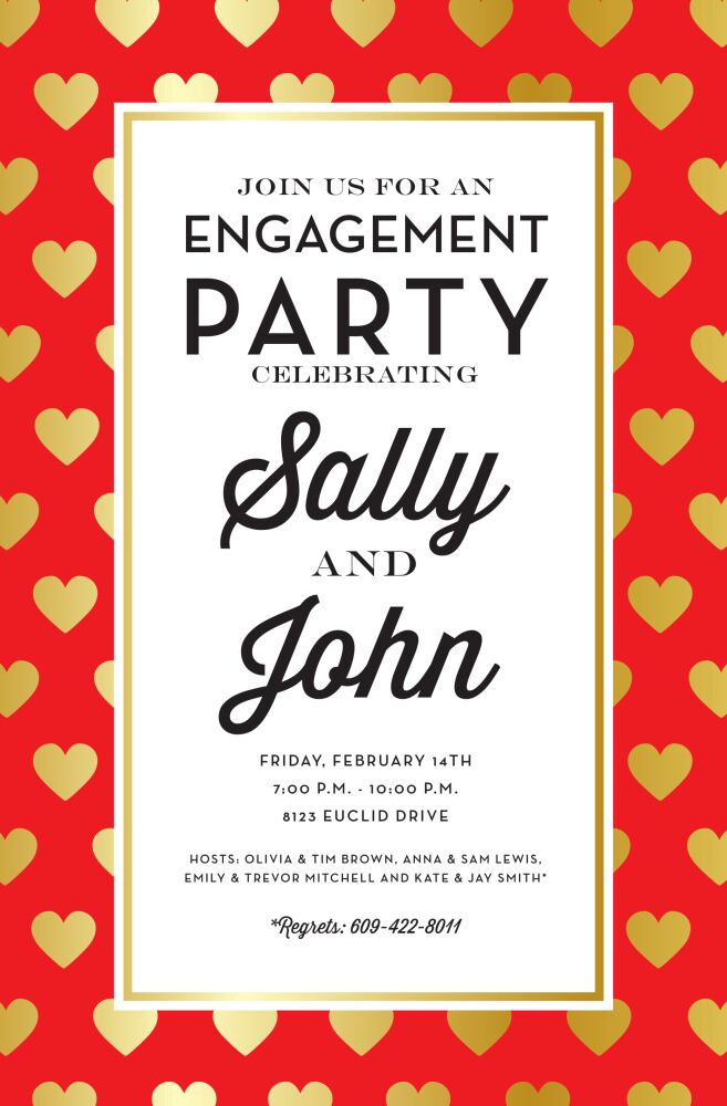 Gold Hearts Invitation