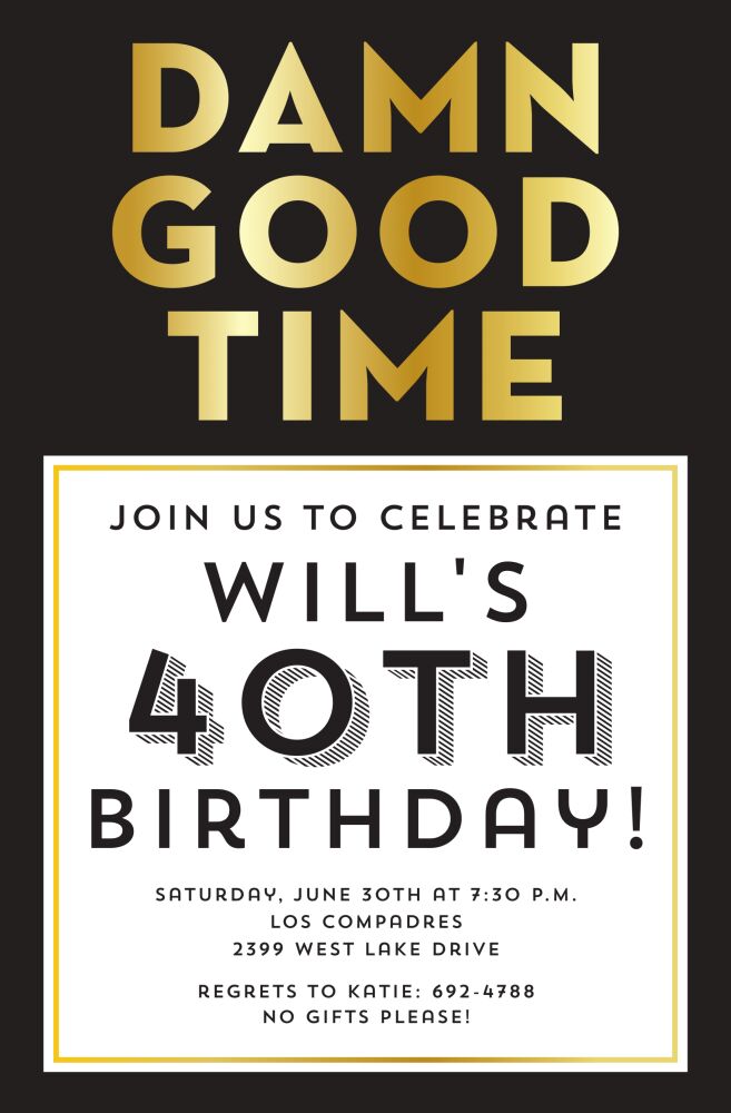 Damn Good Time Invitation