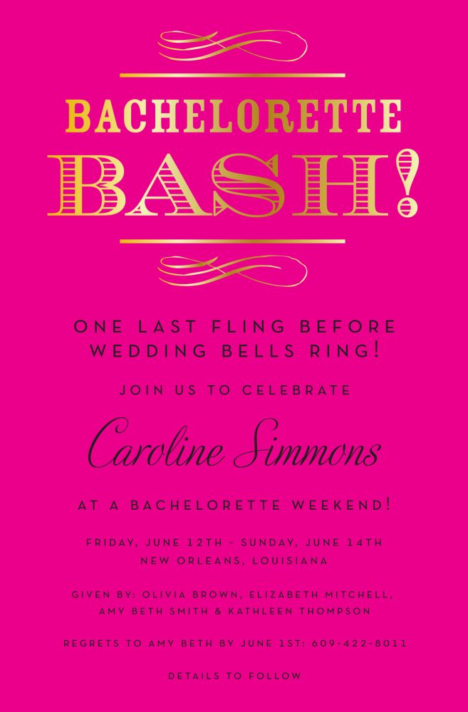 Bachelorette Bash Invitation
