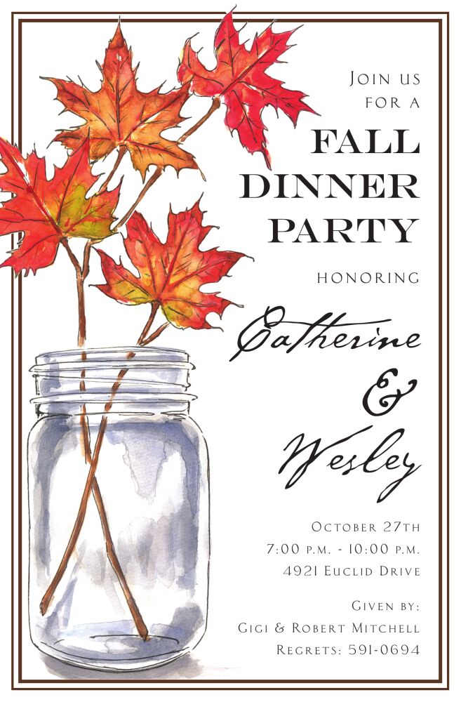 Leaf Branches Jar Invitation