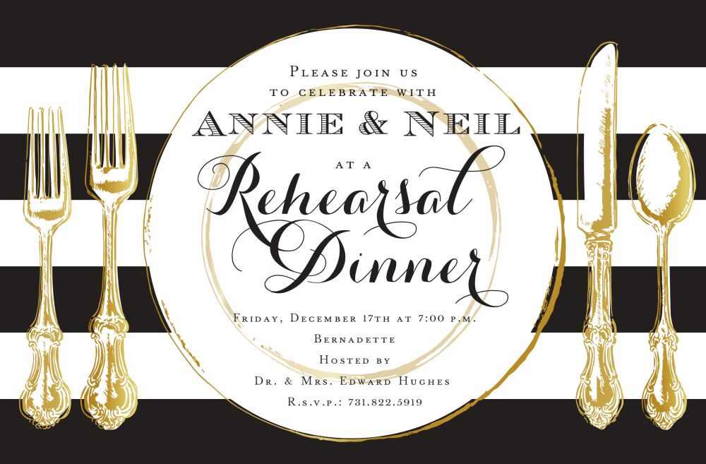 Black Stripe Place Setting Invitation