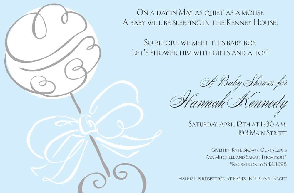 Swirl Rattle Blue Invitation