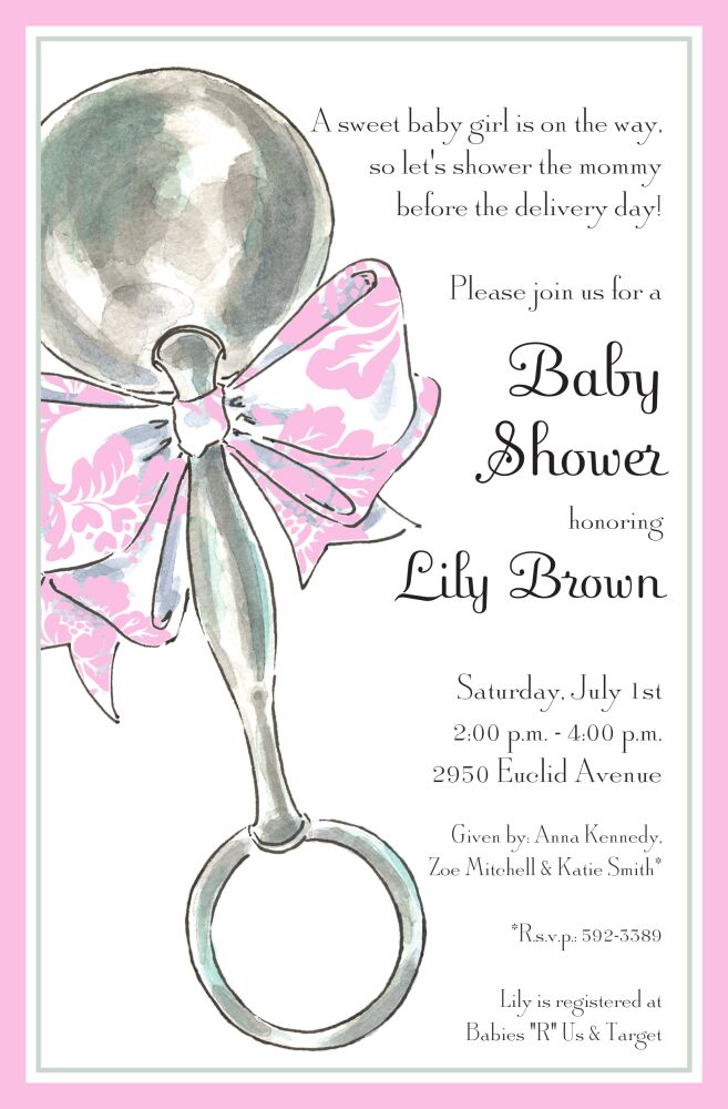 Classic Rattle Pink Invitation