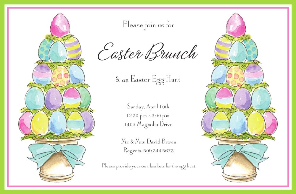 Egg Topiaries Easter Invitation