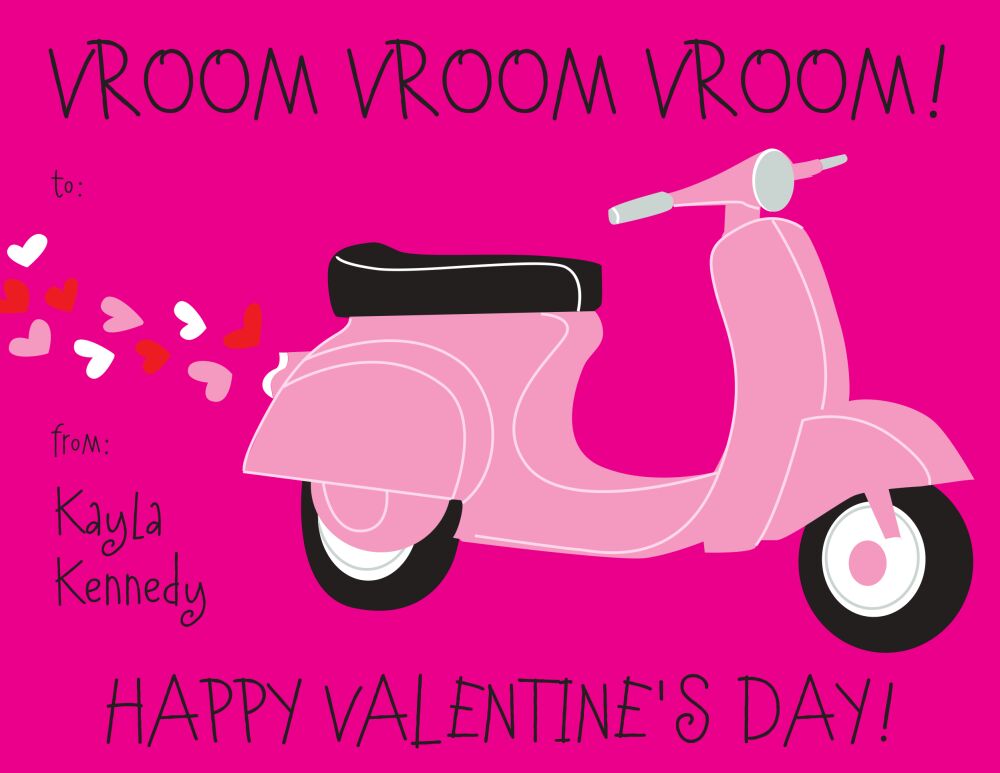 Scooter Pink Valentine Notecard