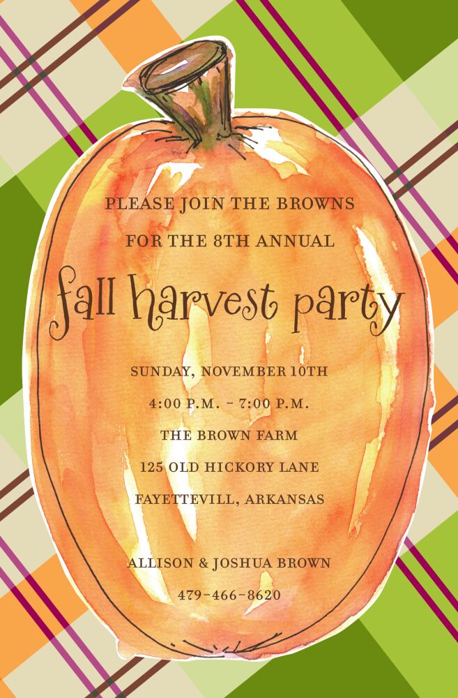 Plaid Pumpkin Invitation
