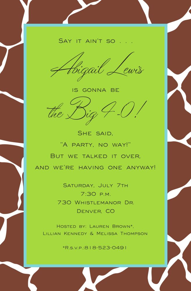 Wild Giraffe Invitation