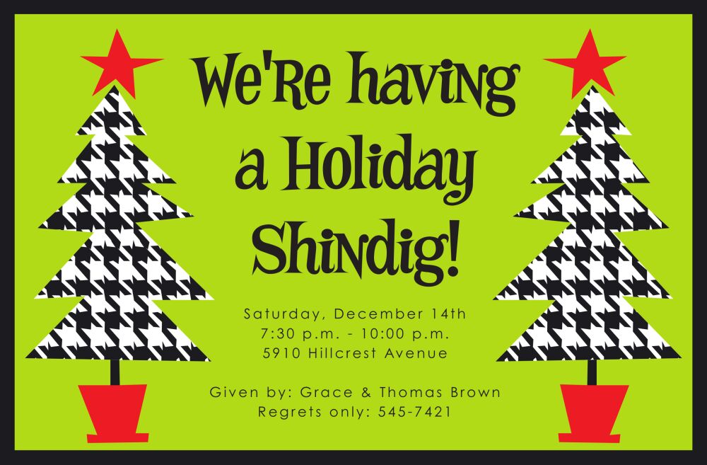 Houndstooth Trees Invitation