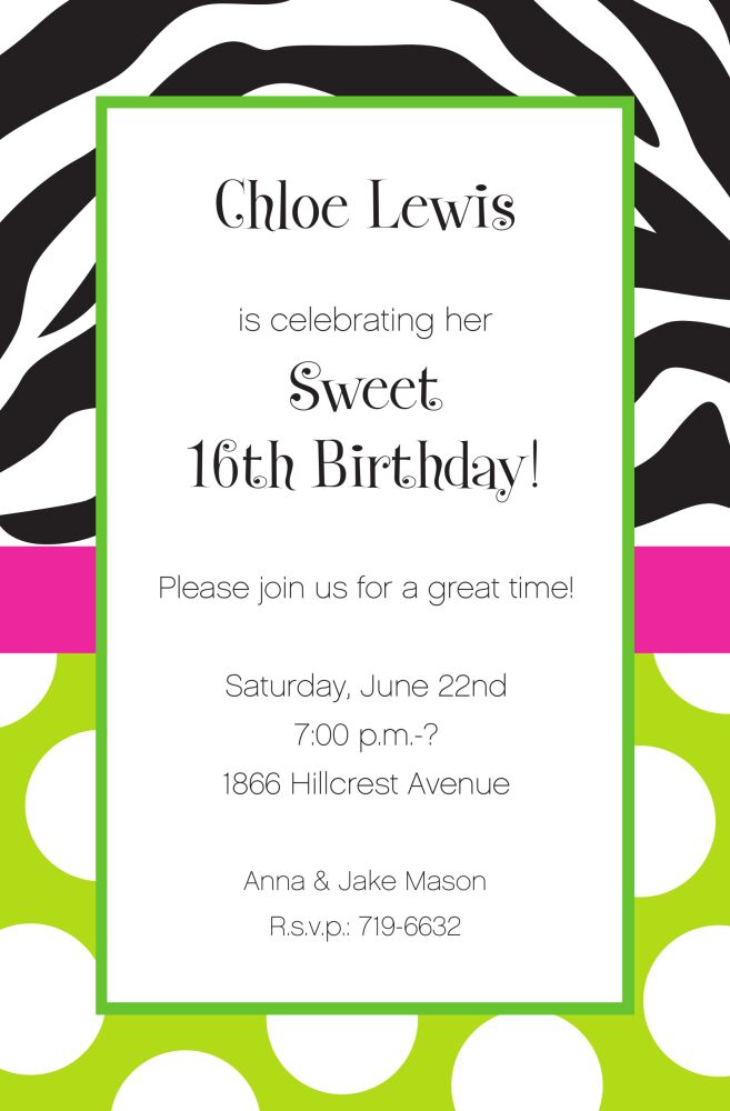 Citron Zebra Invitation