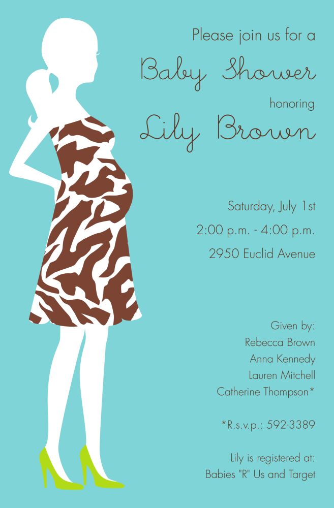 Zebra Mom Blue Invitation