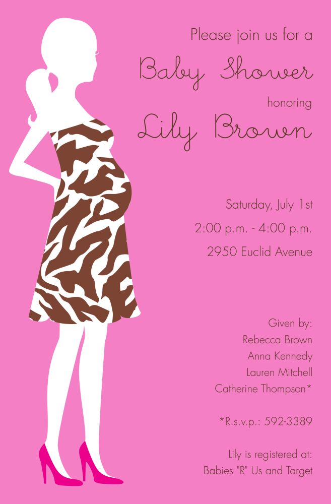 Zebra Mom Pink Invitation