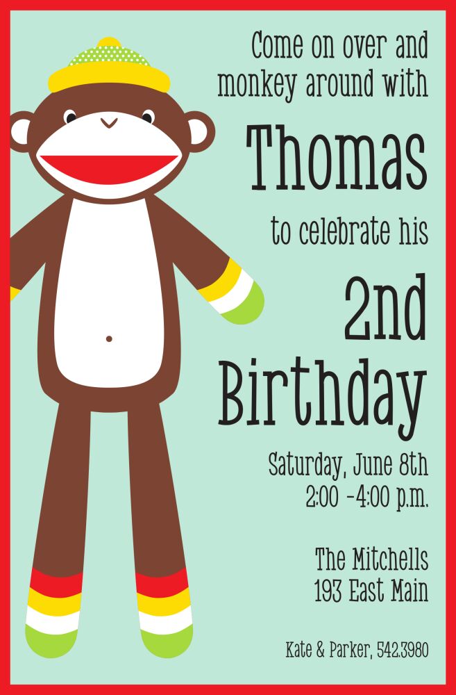 Sock Monkey Invitation